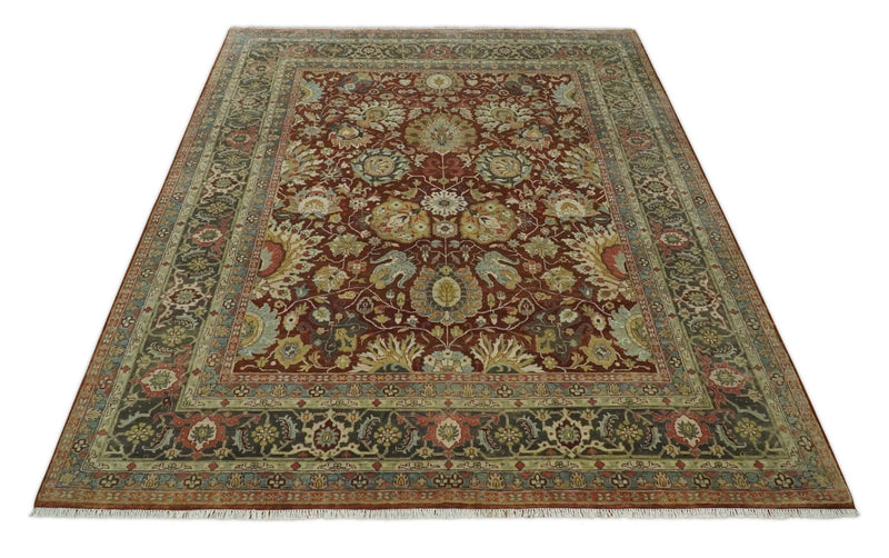 8x10 Fine Hand Knotted Red and Multicolor Traditional Vintage Antique Persian Wool Rug | TRDCP890810 - The Rug Decor