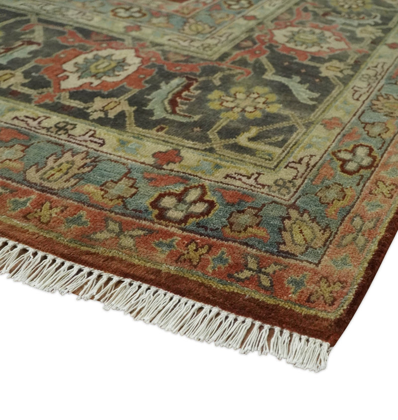 8x10 Fine Hand Knotted Red and Multicolor Traditional Vintage Antique Persian Wool Rug | TRDCP890810 - The Rug Decor