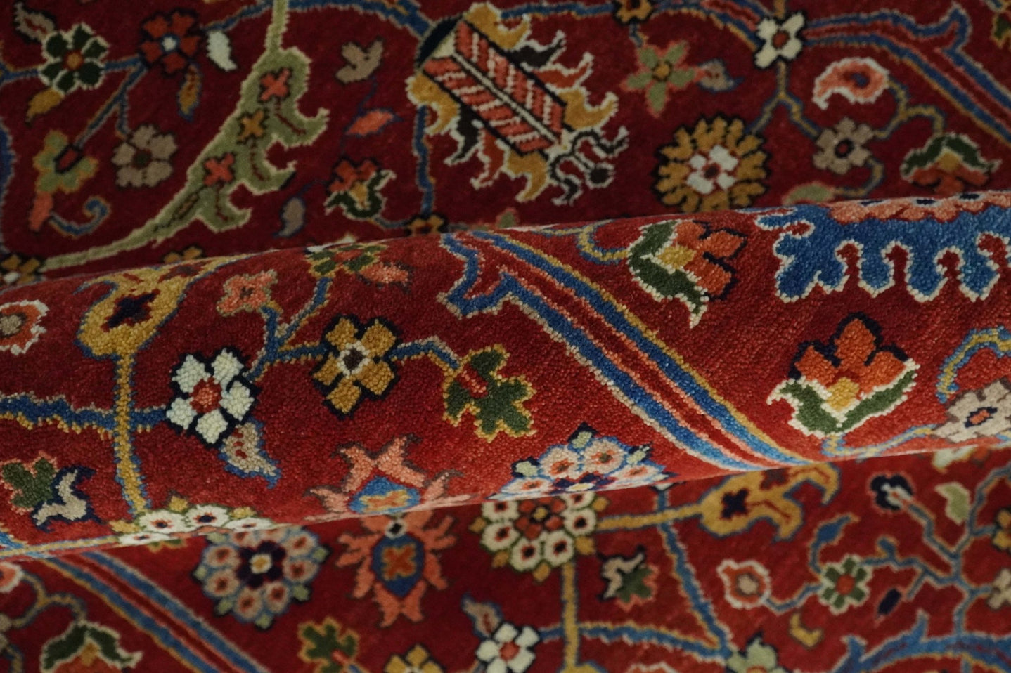 8x10 Fine Hand Knotted Rust and Blue Traditional Vintage Antique Persian Wool Rug | TRDCP851810 - The Rug Decor