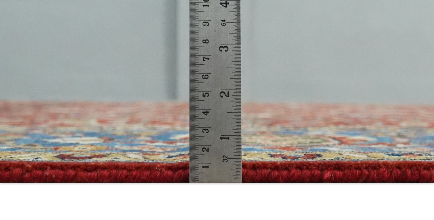 8x10 Fine Hand Knotted Rust and Blue Traditional Vintage Antique Persian Wool Rug | TRDCP851810 - The Rug Decor