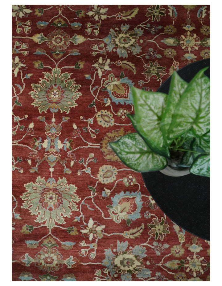8x10 Fine Hand Knotted Rust and Ivory Traditional Vintage Persian Style Antique Wool Rug | AGR20 - The Rug Decor