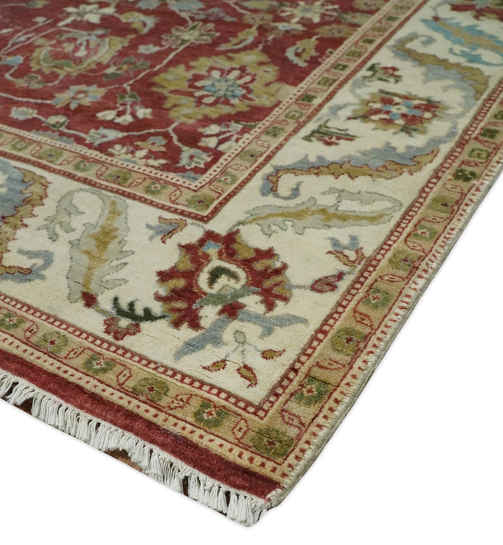 8x10 Fine Hand Knotted Rust and Ivory Traditional Vintage Persian Style Antique Wool Rug | AGR20 - The Rug Decor