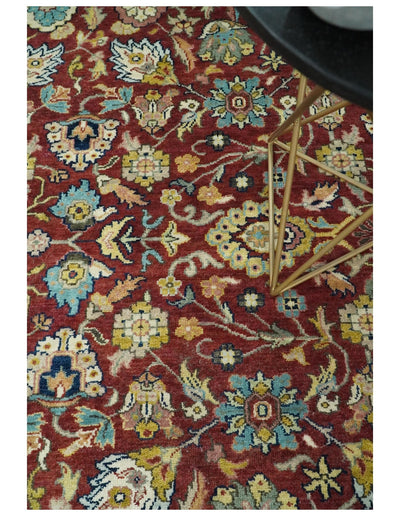 8x10 Fine Hand Knotted Rust and Ivory Traditional Vintage Persian Style Serapi Heriz Antique Wool Rug | TRDCP508810 - The Rug Decor