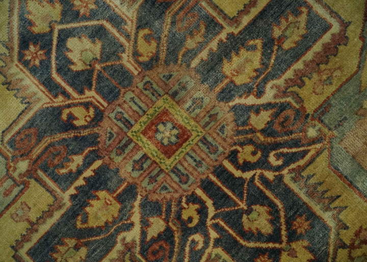 8x10 Gold, Rust and Charcoal Heriz Serapi Traditional Vintage Turkish Style Antique Look Hand Knotted Wool Area Rug | N361810 - The Rug Decor