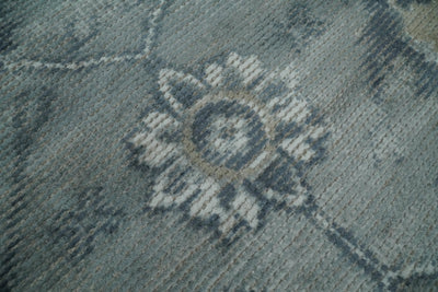 8x10 Gray and Blue Rug | Handmade Persian Inspired Area rug made with wool blended with art silk Low Pile | PR04 - The Rug Decor