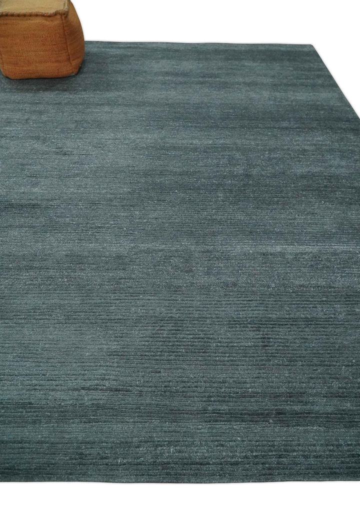 8x10 Gray and Silver Blended Hand Loomed Modern Scandinavian Bamboo Silk Area Rug - The Rug Decor