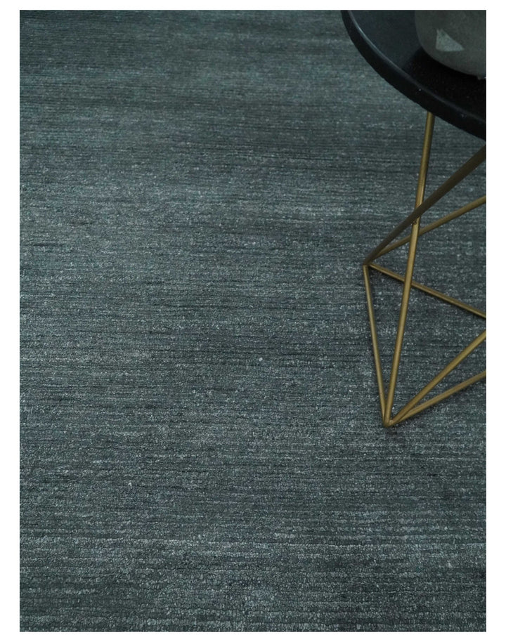 8x10 Gray and Silver Blended Hand Loomed Modern Scandinavian Bamboo Silk Area Rug - The Rug Decor