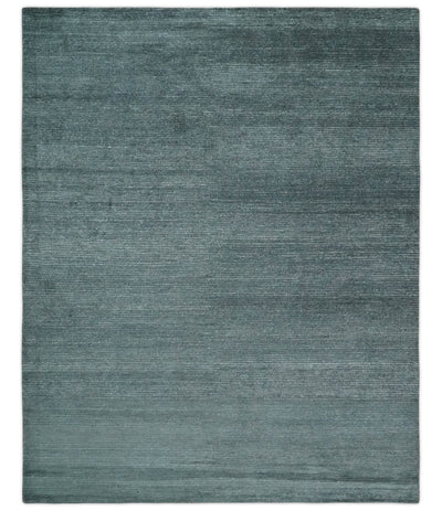 8x10 Gray and Silver Blended Hand Loomed Modern Scandinavian Bamboo Silk Area Rug - The Rug Decor