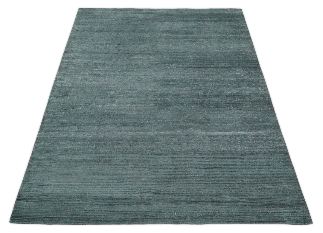 8x10 Gray and Silver Blended Hand Loomed Modern Scandinavian Bamboo Silk Area Rug - The Rug Decor