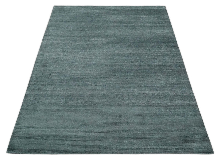 8x10 Gray and Silver Blended Hand Loomed Modern Scandinavian Bamboo Silk Area Rug - The Rug Decor