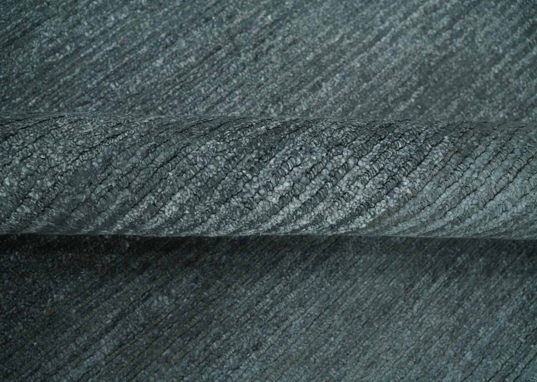 8x10 Gray and Silver Blended Hand Loomed Modern Scandinavian Bamboo Silk Area Rug - The Rug Decor
