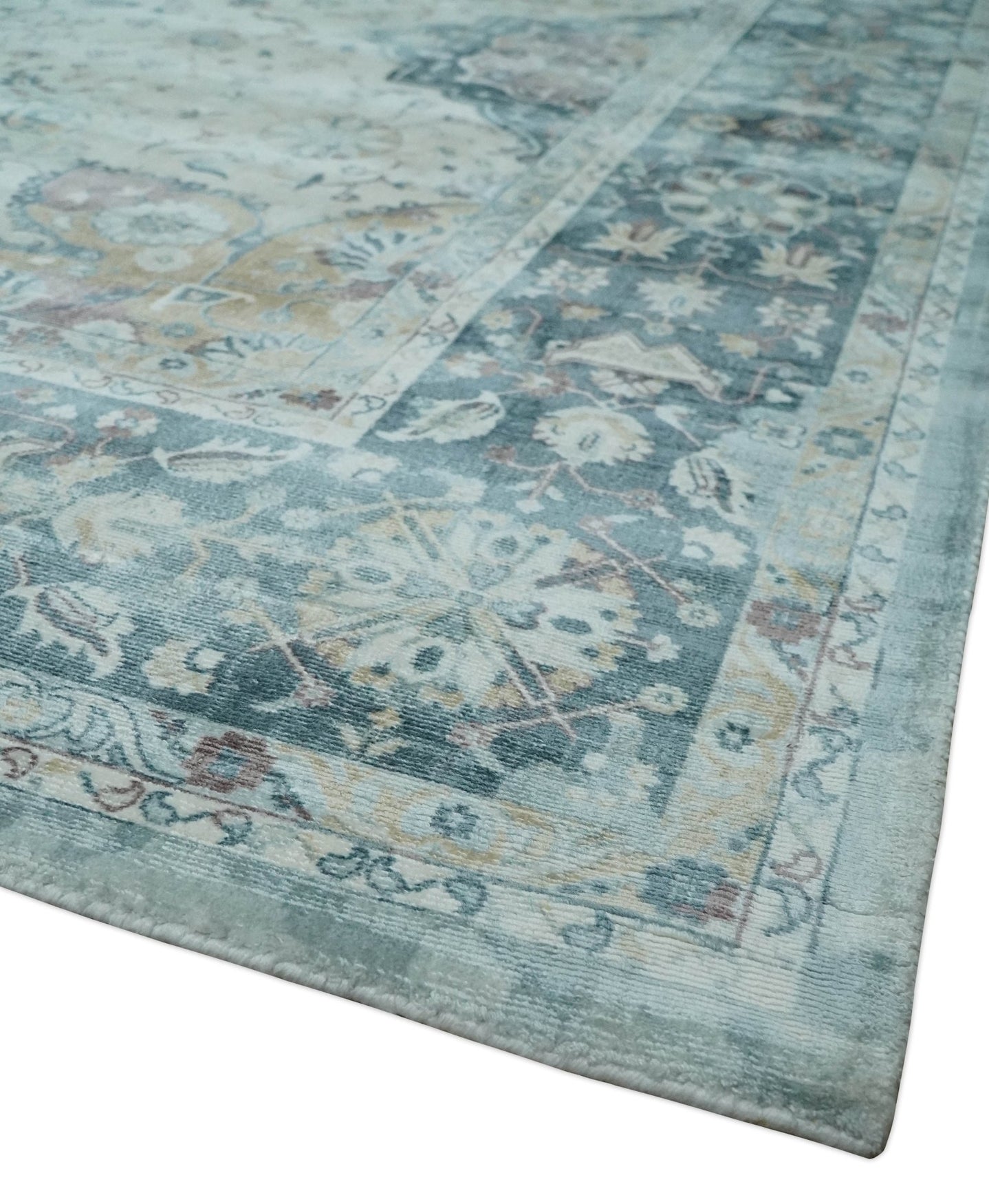 8x10 Gray, Beige and Brown Traditional Vintage Style Hand Loomed Art Silk Area Rug | AE7810 - The Rug Decor