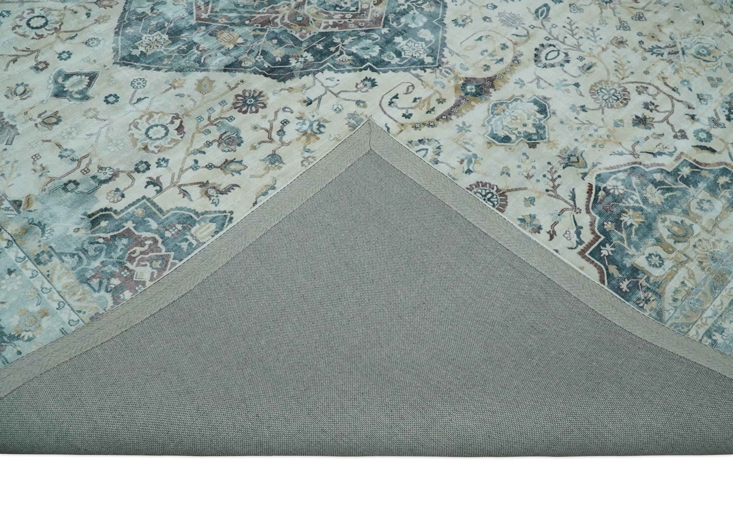 8x10 Gray, Beige and Brown Traditional Vintage Style Hand Loomed Art Silk Area Rug | AE7810 - The Rug Decor