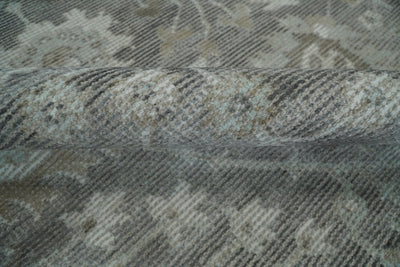 8x10 Gray Rug | Handmade Floral Area rug made with wool blended with art silk | Low Pile PR01 - The Rug Decor