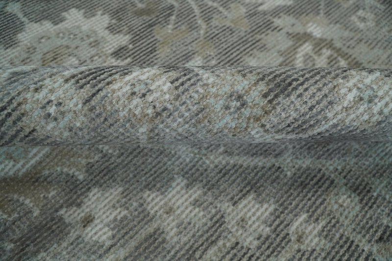 8x10 Gray Rug | Handmade Floral Area rug made with wool blended with art silk | Low Pile PR01 - The Rug Decor