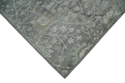 8x10 Gray Rug | Handmade Floral Area rug made with wool blended with art silk | Low Pile PR01 - The Rug Decor