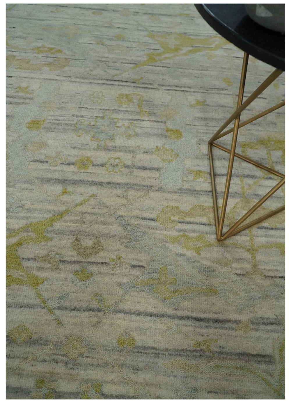 8x10 Hand Knotted Antique Ivory, Silver and Olive Traditional Wool Rug - The Rug Decor