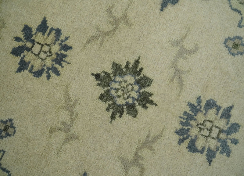 8x10 Hand Knotted Beige and Blue Traditional Vintage Persian Style Antique Wool Rug | TRDCP580810 - The Rug Decor