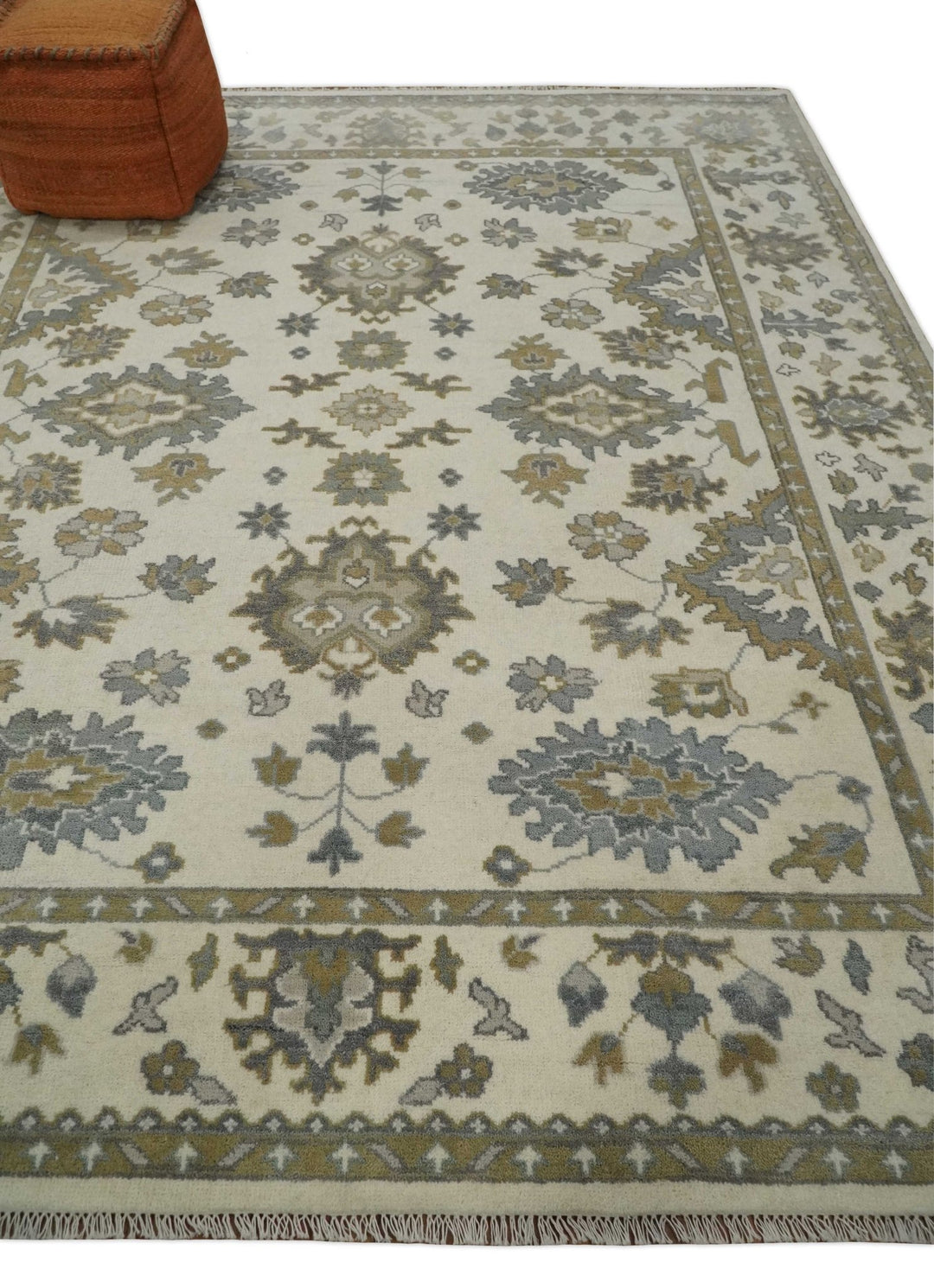 8x10 Hand Knotted Beige, Brown and Gray Traditional Vintage Persian Style Antique Wool Rug | TRDCP722810 - The Rug Decor