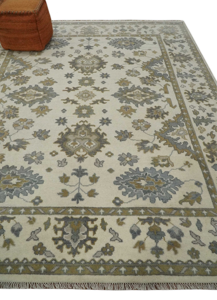 8x10 Hand Knotted Beige, Brown and Gray Traditional Vintage Persian Style Antique Wool Rug | TRDCP722810 - The Rug Decor