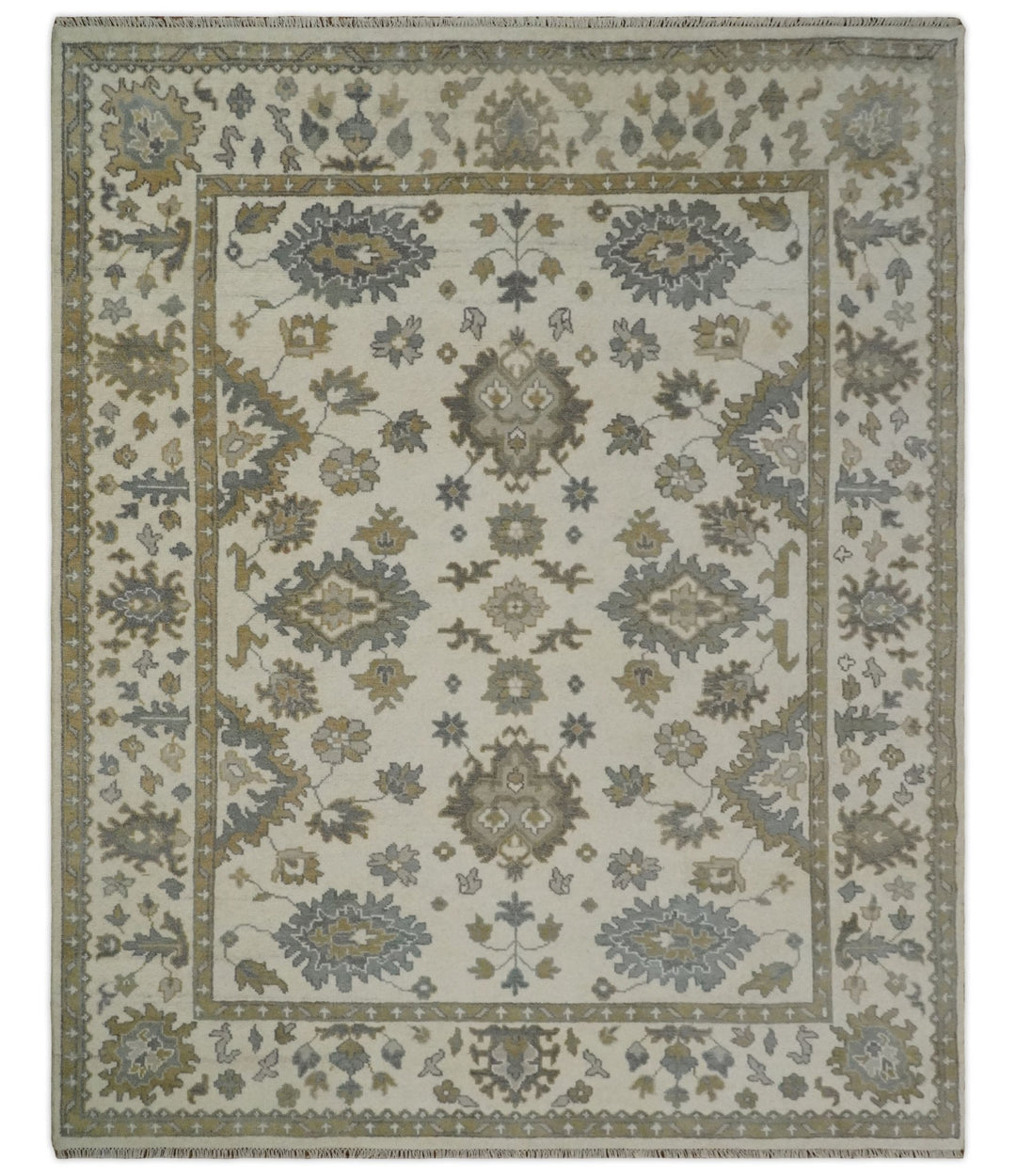 8x10 Hand Knotted Beige, Brown and Gray Traditional Vintage Persian Style Antique Wool Rug | TRDCP722810 - The Rug Decor