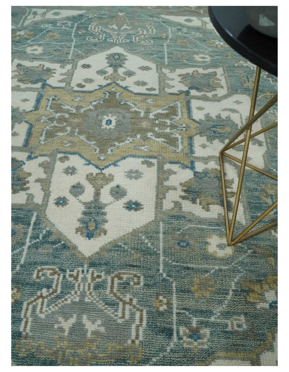 8x10 Hand Knotted Beige, Ivory and Gray Traditional Turkish Design Wool Area Rug - The Rug Decor