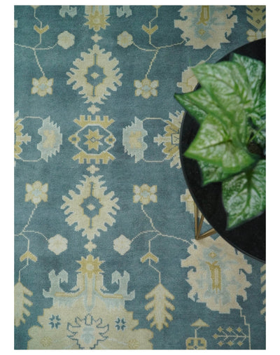 8x10 Hand Knotted Blue and Beige Traditional Vintage Persian Style Antique Wool Rug | TRDCP565810 - The Rug Decor