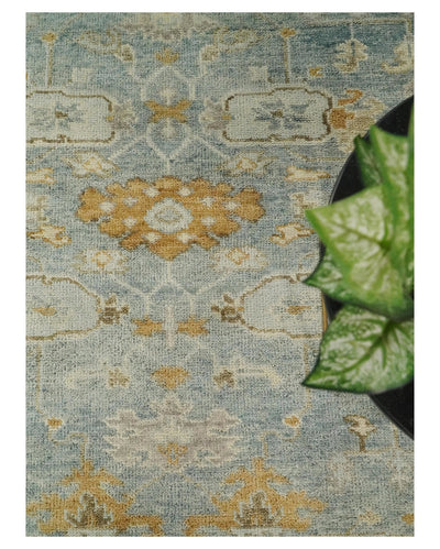 8x10 Hand Knotted Blue and Beige Traditional Vintage Persian Style Antique Wool Rug | TRDCP691810 - The Rug Decor