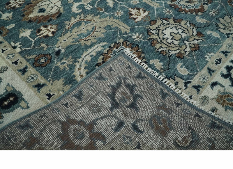 8x10 Hand Knotted Blue and Ivory Traditional Antique Wool Area Rug | TRDCP1600810S - The Rug Decor