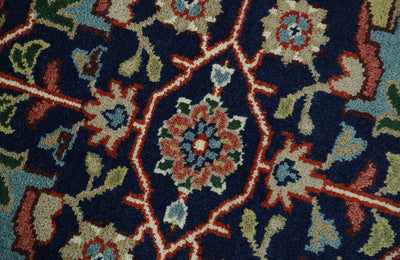 8x10 Hand Knotted Blue and Rust Traditional Vintage Persian Style Antique Wool Rug | TRDCP567810 - The Rug Decor
