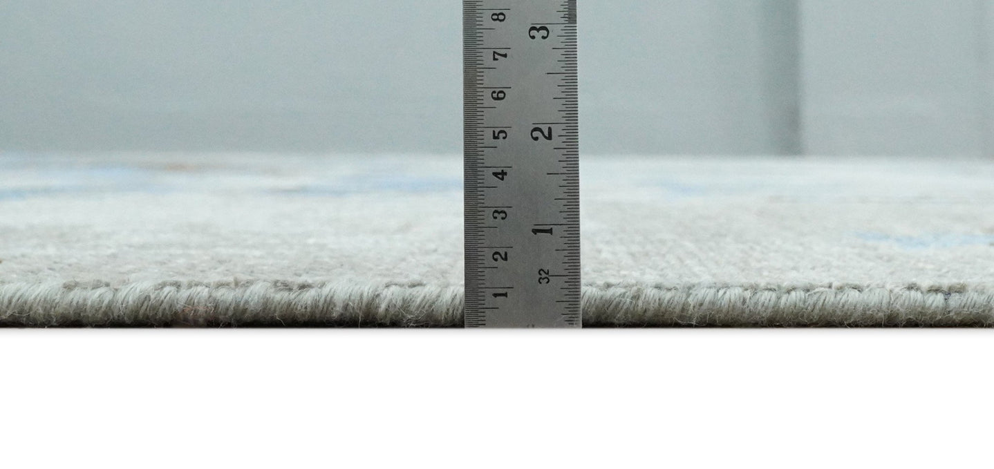 8x10 Hand Knotted Blue and Silver Modern Abstract Low Pile Contemporary Wool Rug | TRD2650 - The Rug Decor