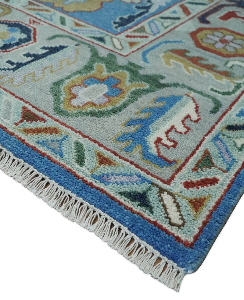 8x10 Hand Knotted Blue and Silver Traditional Persian Oushak Wool Rug | TRDCP980810 - The Rug Decor