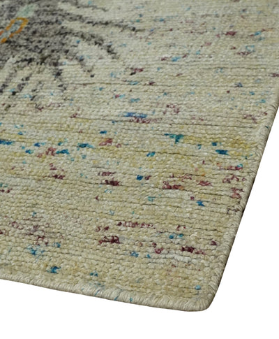 8x10 Hand Knotted Blue, Gray and Beige Antique Persian Style Contemporary Recycled Silk Area Rug | OP43 - The Rug Decor