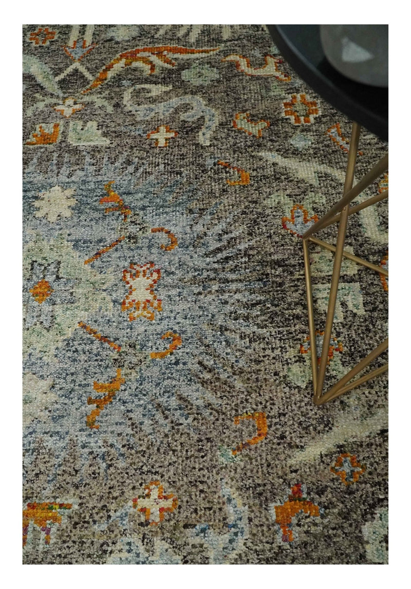 8x10 Hand Knotted Blue, Gray and Beige Antique Persian Style Contemporary Recycled Silk Area Rug | OP43 - The Rug Decor