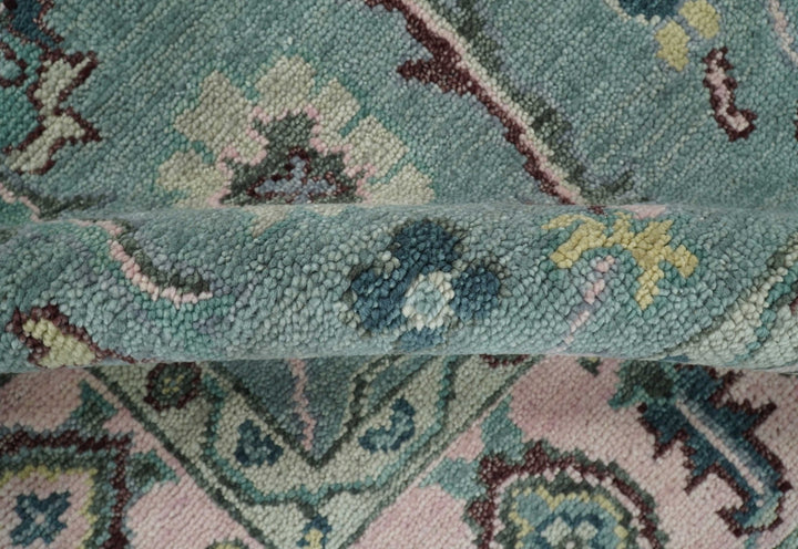 8x10 Hand Knotted Blue Green and Pink Traditional Persian Vintage Wool Rug | TRDCP771810 - The Rug Decor