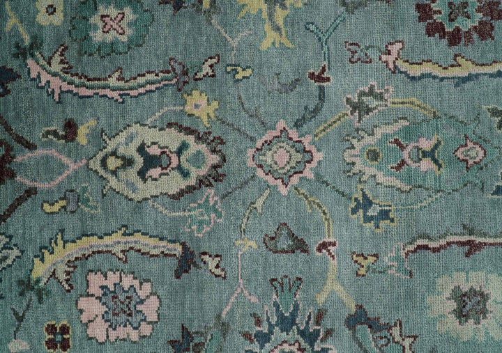 8x10 Hand Knotted Blue Green and Pink Traditional Persian Vintage Wool Rug | TRDCP771810 - The Rug Decor