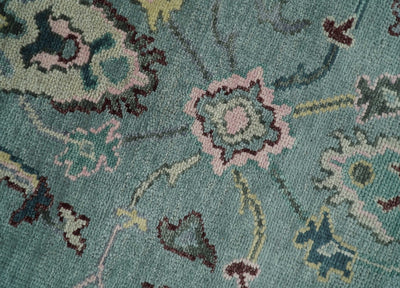 8x10 Hand Knotted Blue Green and Pink Traditional Persian Vintage Wool Rug | TRDCP771810 - The Rug Decor