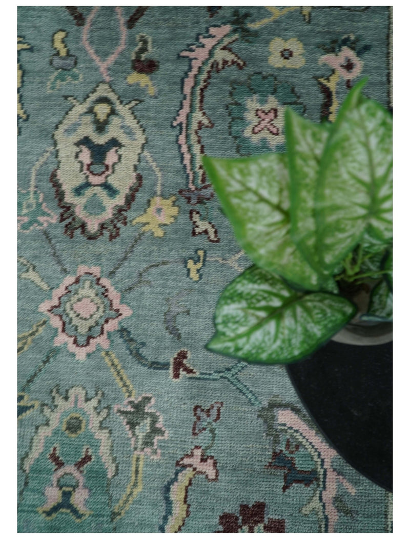 8x10 Hand Knotted Blue Green and Pink Traditional Persian Vintage Wool Rug | TRDCP771810 - The Rug Decor