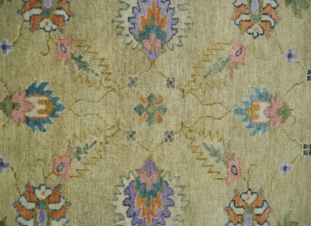 8x10 Hand Knotted Brown and Olive Traditional Vintage Persian Oushak Antique Wool Rug | TRDCP962810 - The Rug Decor