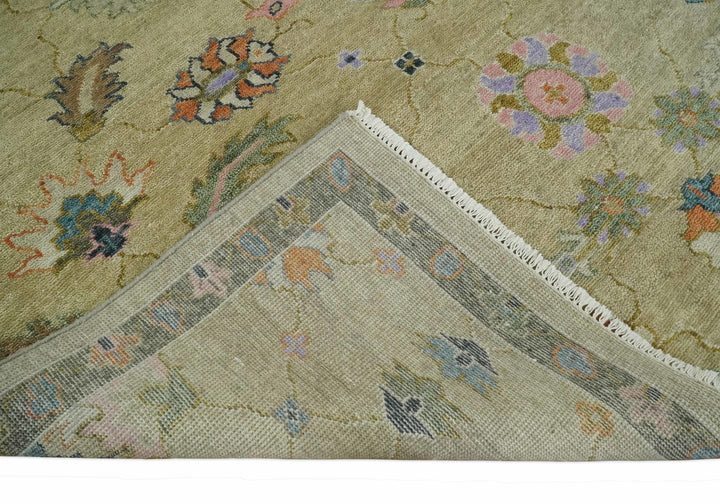 8x10 Hand Knotted Brown and Olive Traditional Vintage Persian Oushak Antique Wool Rug | TRDCP962810 - The Rug Decor