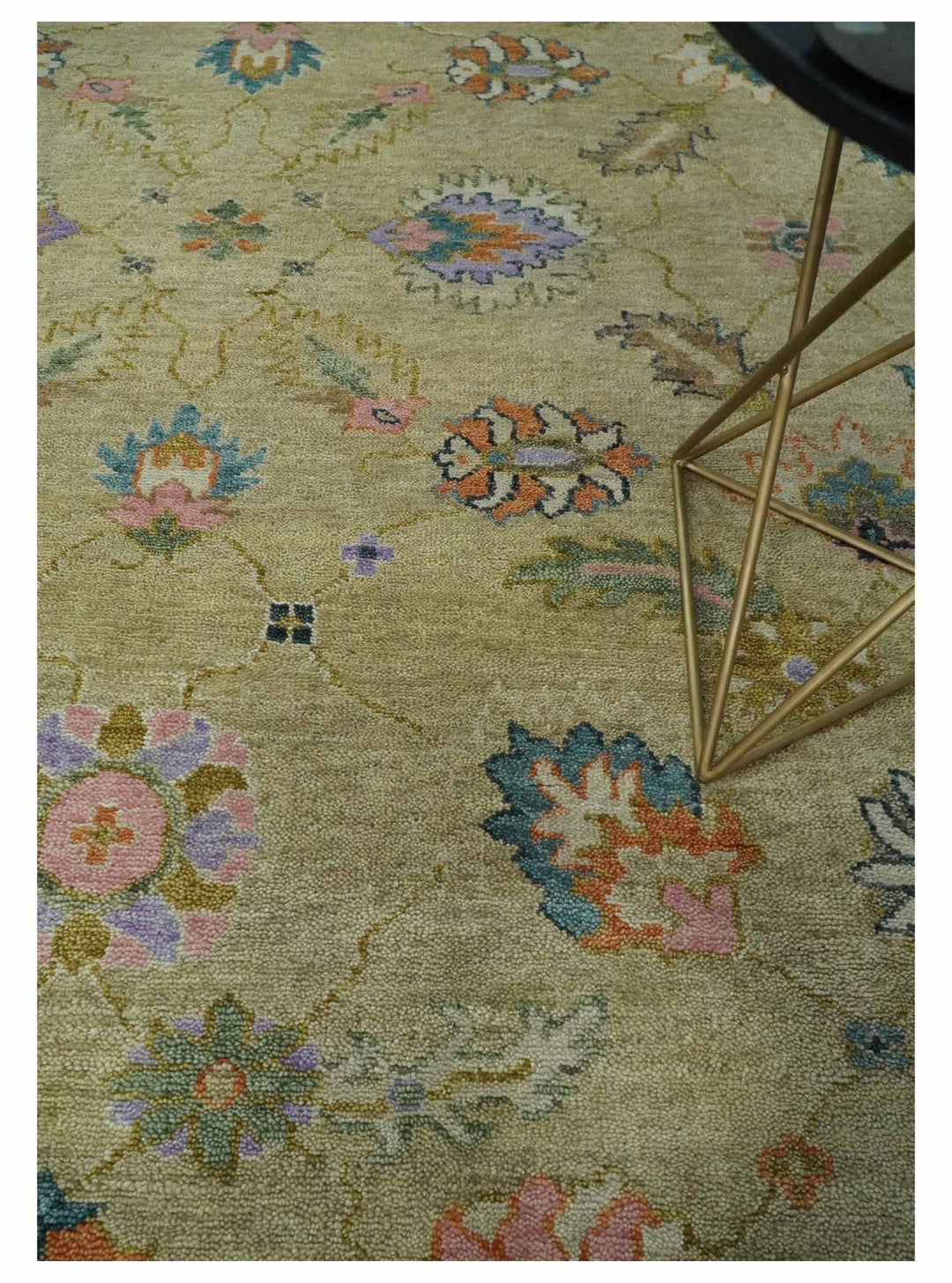 8x10 Hand Knotted Brown and Olive Traditional Vintage Persian Oushak Antique Wool Rug | TRDCP962810 - The Rug Decor