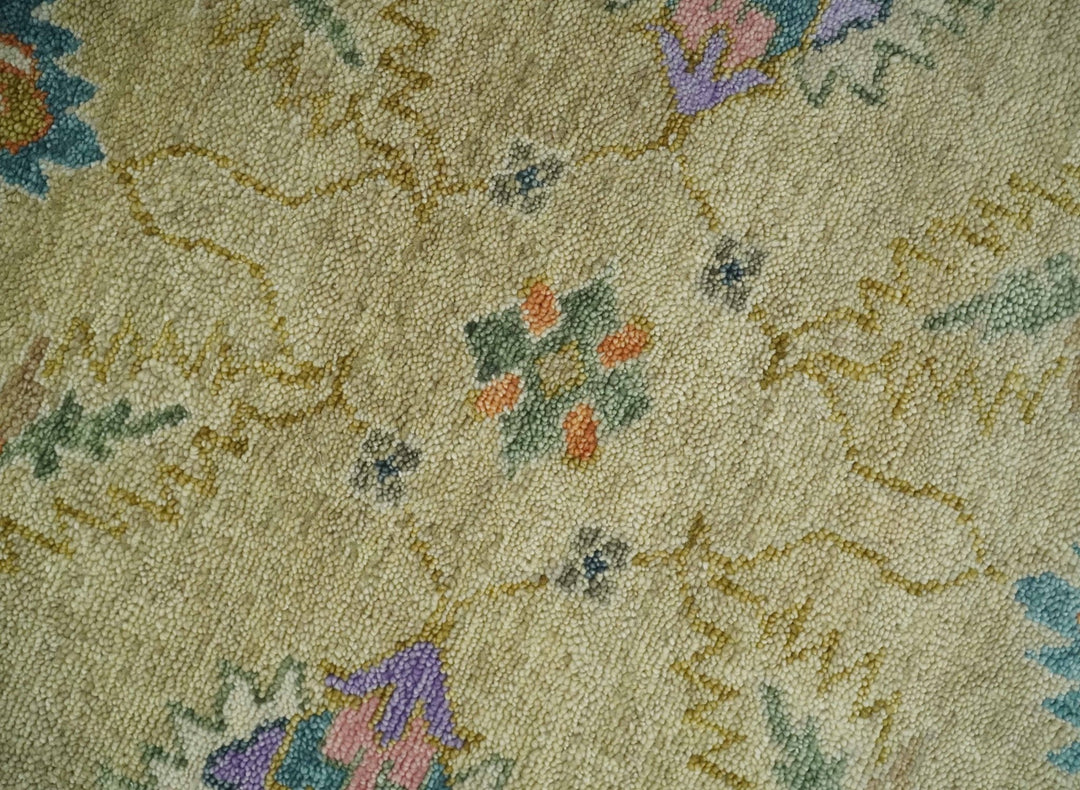 8x10 Hand Knotted Brown and Olive Traditional Vintage Persian Oushak Antique Wool Rug | TRDCP962810 - The Rug Decor
