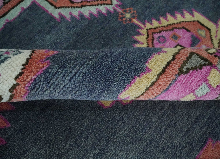 8x10 Hand Knotted Charcoal, Silver and Pink Traditional Wool Area Rug - The Rug Decor
