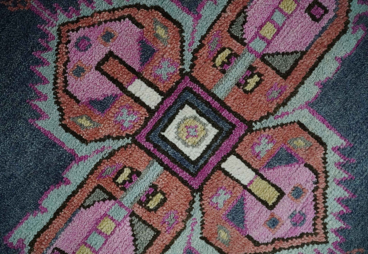8x10 Hand Knotted Charcoal, Silver and Pink Traditional Wool Area Rug - The Rug Decor