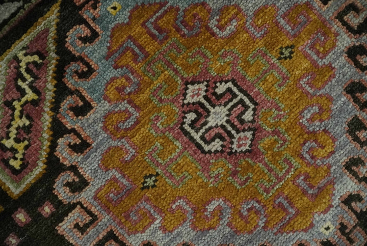 8x10 Hand Knotted Gold, Black and Brown Oriental Traditional Wool Area Rug - The Rug Decor