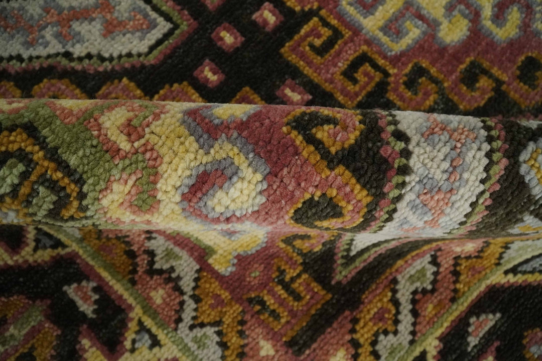 8x10 Hand Knotted Gold, Black and Brown Oriental Traditional Wool Area Rug - The Rug Decor
