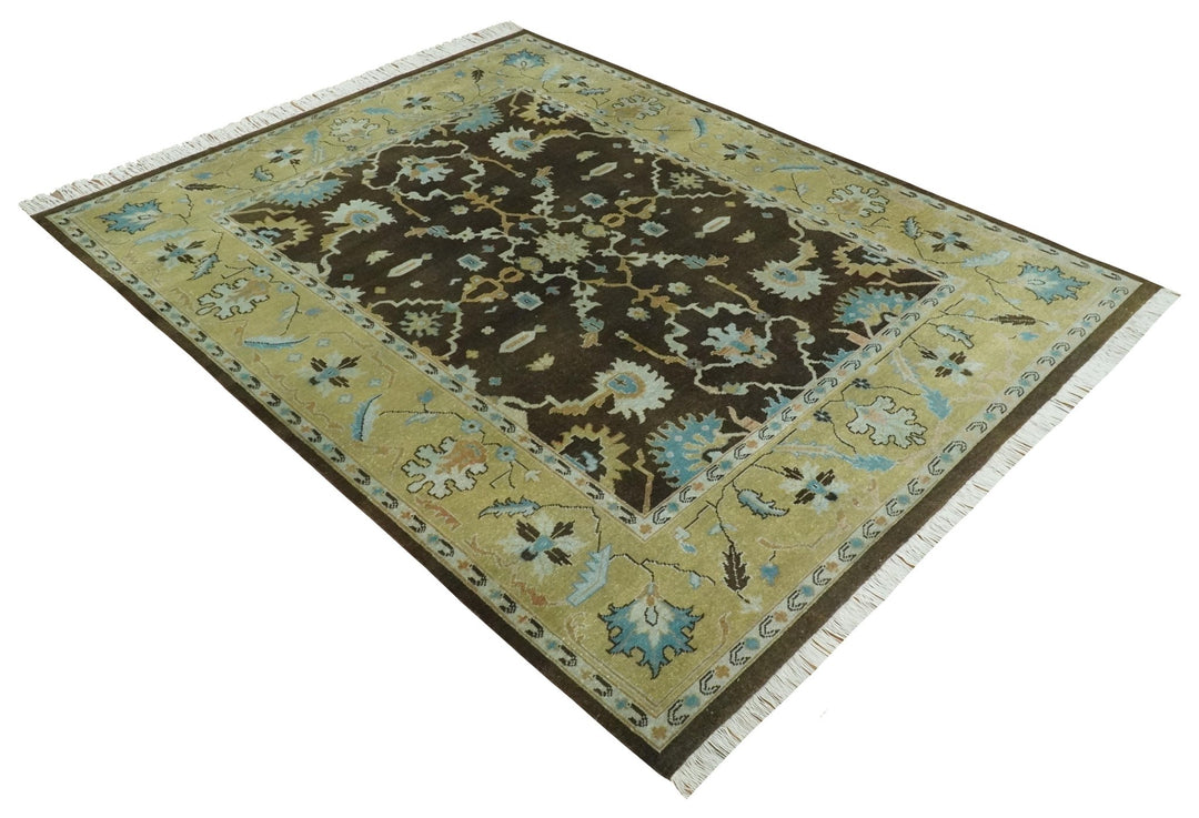 8x10 Hand Knotted Gray and Beige Traditional Persian Oushak Wool Rug | AC3810 - The Rug Decor