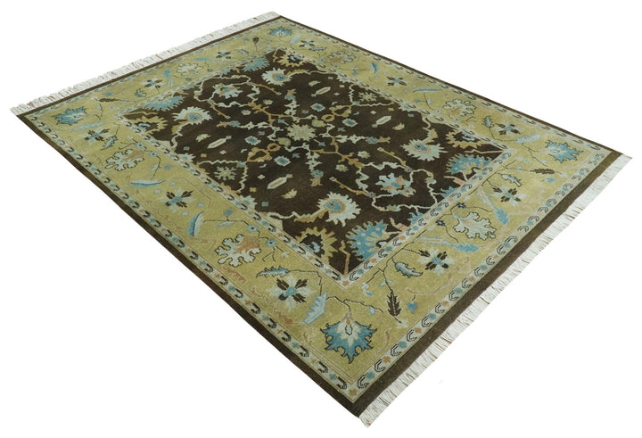 8x10 Hand Knotted Gray and Beige Traditional Persian Oushak Wool Rug | AC3810 - The Rug Decor