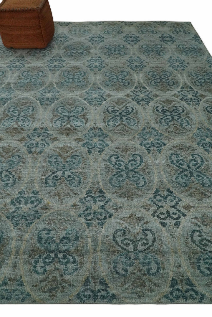 8x10 Hand Knotted Gray, Blue and Brown Modern Persian Style Contemporary Recycled Silk Area Rug | OP31 - The Rug Decor