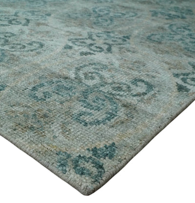 8x10 Hand Knotted Gray, Blue and Brown Modern Persian Style Contemporary Recycled Silk Area Rug | OP31 - The Rug Decor